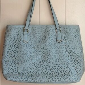 Enzo Angiolini Light Blue Floral Cutout Tote